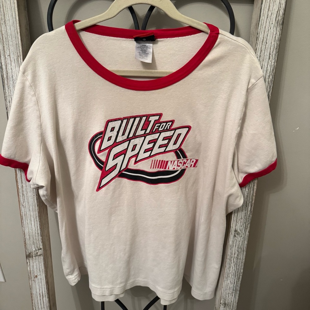 Jerry Leigh NASCAR Built For Speed‎ Women’s Ringer Tee Plus 22/24 Red White